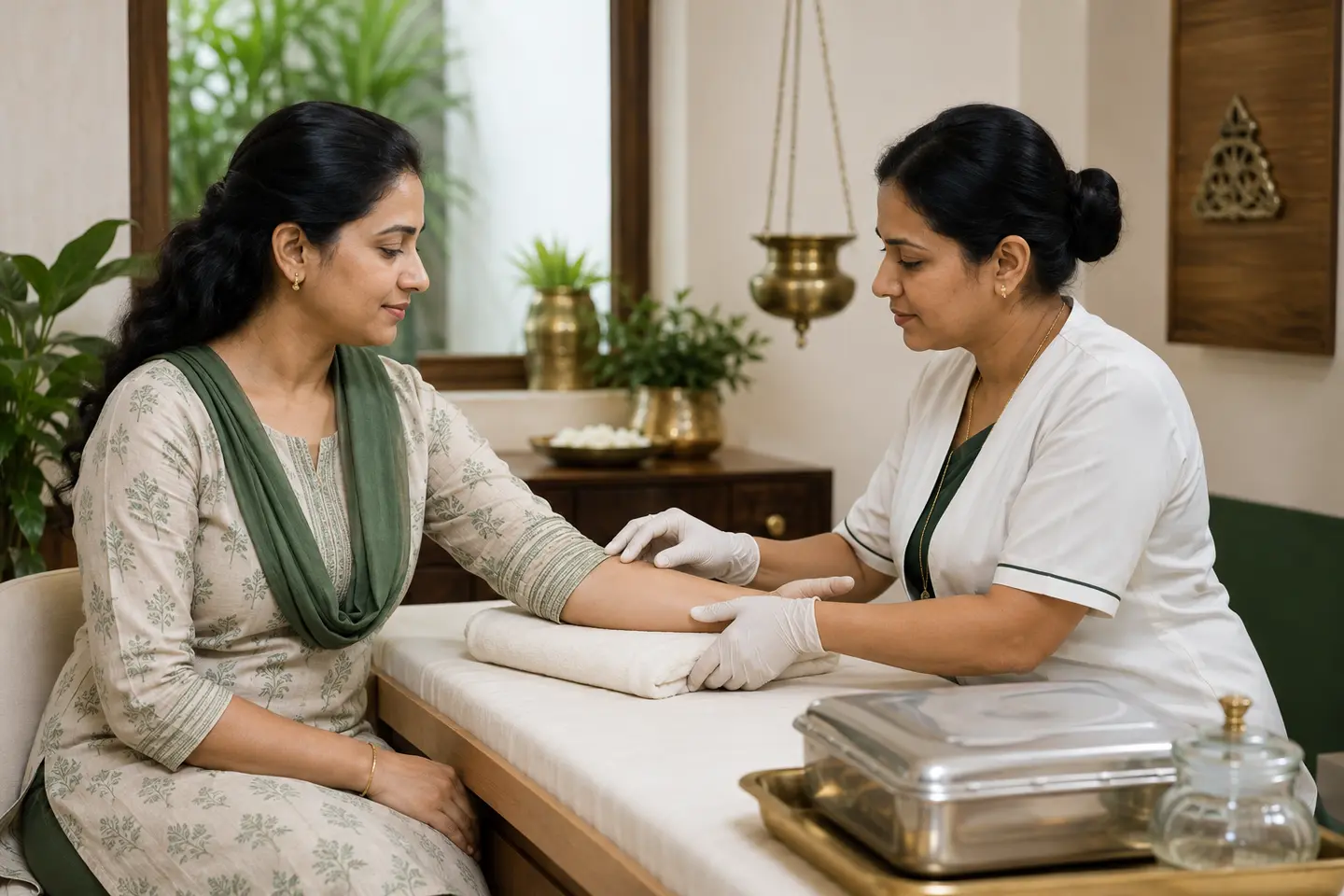 Illustration of supervised preparation for Raktamokshana