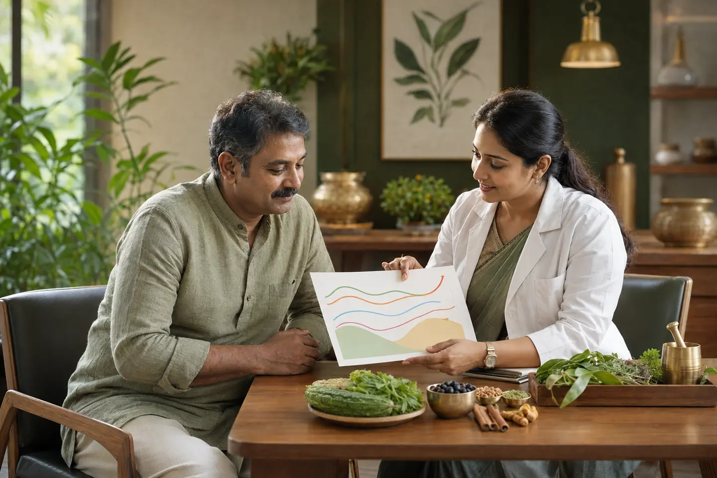 Ayurvedic wellness illustration for Madhumeha Metabolic & Diabetes Care